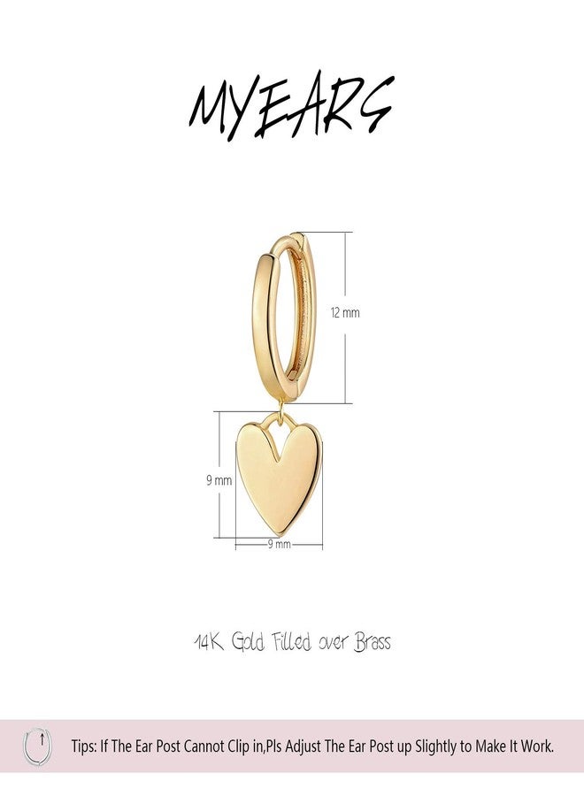 MYEARS Women Heart Earrings Gold Huggie Hoop Dangle Drop 14K Gold Plated Small Simple Hypoallergenic Everyday Jewelry - Image 5